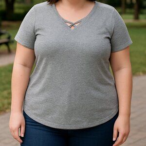 Sonoma Goods For Life Heather Gray V-Neck Short Sleeve Tee – Size XL